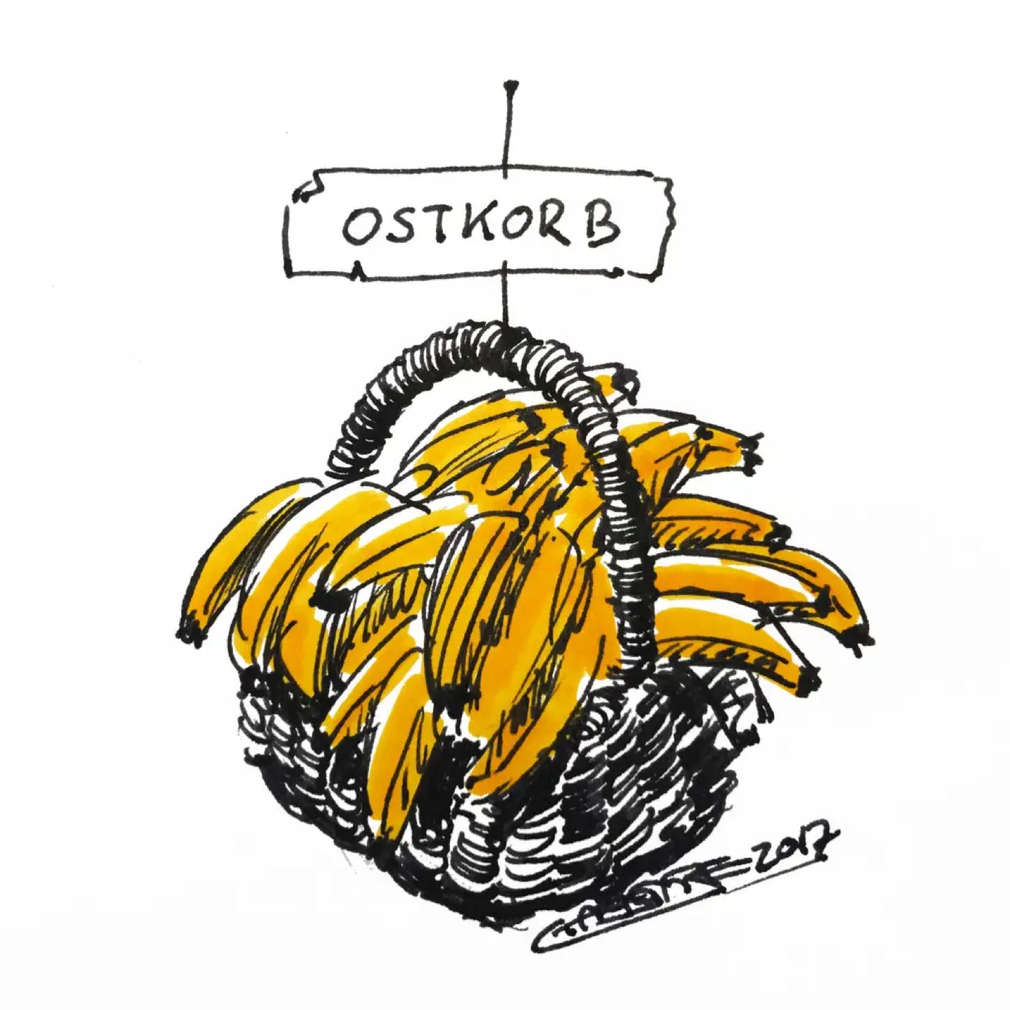 Chaesare, Chaesare Cartoons, Cartoon, Zeichnung, lustig, funny, joke, comic, lachen, witzig, fun, spaß, Unsinn, Obstkorb, Obst, Korb, Frucht, Früchte, Banana, Bananen, Osten, Ost, West, DDR, Wende, Wiedervereinigung, Deutschland, BRD, gesund, Ernährung, ernähren, Vitamine, Zonengabi, Zonengaby, Zone, Ostzone, neue, Bundesländer, DDR-Bürger, Bürger, Ossi, Ossis, Sylt, Cartoon,
